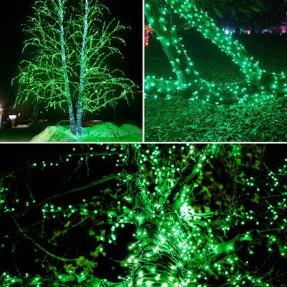Imagem de Solar String Lights EEW, pacote com 2 unidades, 200 LED, fio verde, impermeável