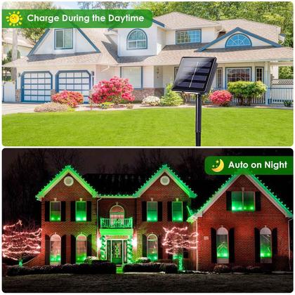 Imagem de Solar String Lights EEW, pacote com 2 unidades, 200 LED, fio verde, impermeável