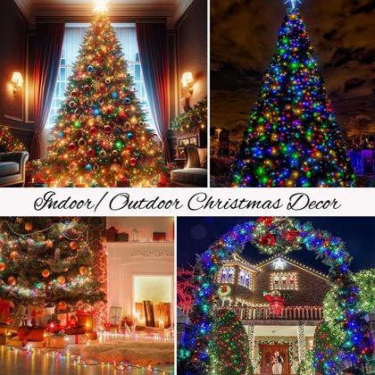 Imagem de Solar String Lights EXF 400LED 132FT vermelho branco azul, pacote com 4