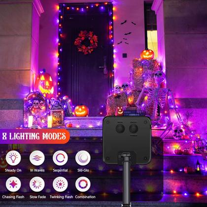Imagem de Solar String Lights JMEXSUSS Laranja/Roxo 400 LED, pacote com 2