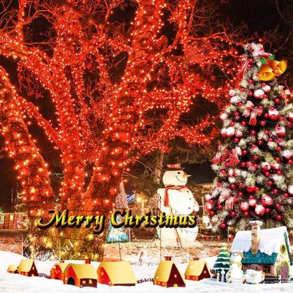 Imagem de Solar String Lights Joomer, pacote com 2, 22 m, 400, LED vermelho, impermeável