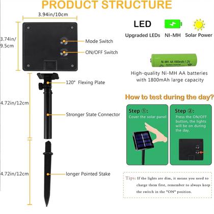 Imagem de Solar String Lights KAQ 2PK 200LED 20m, branco quente, 8 modos