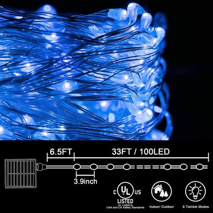 Imagem de Solar String Lights kemooie 100 LED 10m, 2 pacotes, azul