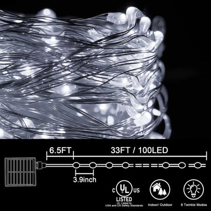 Imagem de Solar String Lights kemooie, 2 pacotes, 200 LED, 20 m, à prova d'água