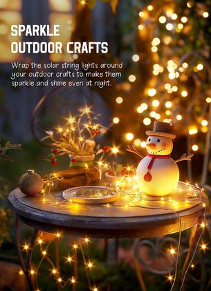 Imagem de Solar String Lights Minetom 600 LED 198 pés 8 modos branco quente