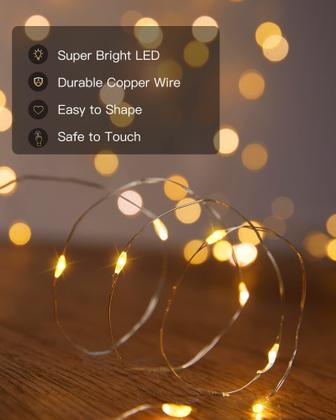 Imagem de Solar String Lights Minetom 600 LED 198 pés 8 modos branco quente