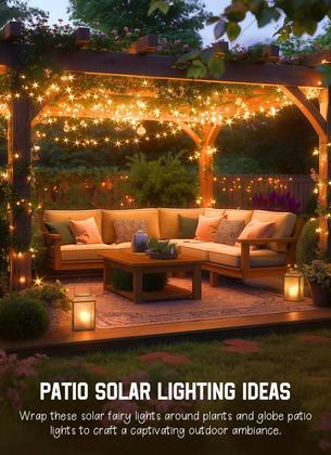 Imagem de Solar String Lights Minetom 600 LED 198 pés 8 modos branco quente