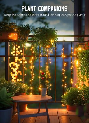 Imagem de Solar String Lights Minetom 600 LED 198 pés 8 modos branco quente