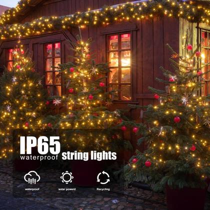 Imagem de Solar String Lights Selarlyt 200 LED 22m, pacote com 2 unidades, branco quente