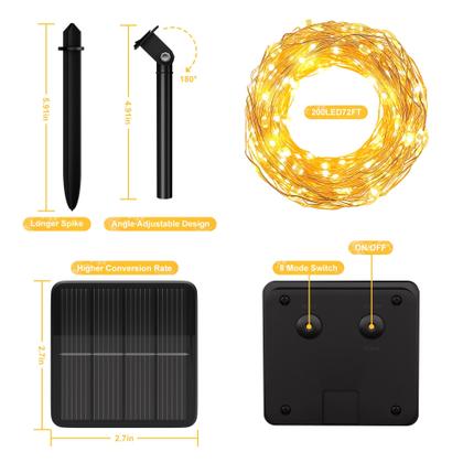 Imagem de Solar String Lights Selarlyt, pacote com 2, 22 m, 400, LED, IP65, à prova d'água