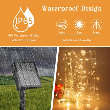 Imagem de Solar String Lights Selarlyt, pacote com 2, 22 m, 400, LED, IP65, à prova d'água
