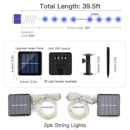 Imagem de Solar String Lights suddus 20m Blue, pacote com 2 unidades, 100 LED