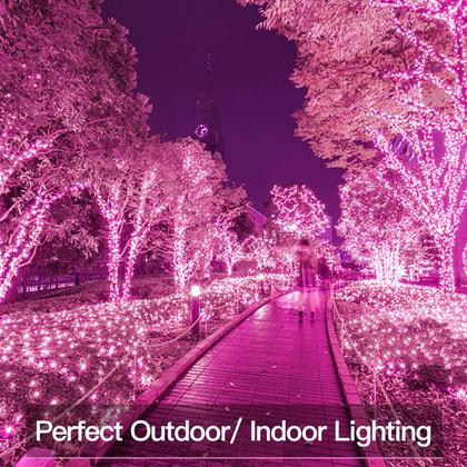 Imagem de Solar String Lights suddus Pink 20m 200 LED, 8 modos, pacote com 2