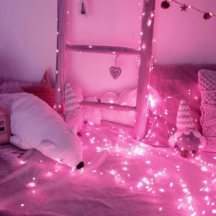 Imagem de Solar String Lights suddus Pink 20m 200 LED, 8 modos, pacote com 2