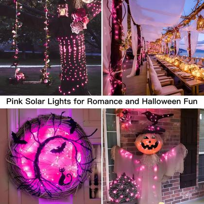 Imagem de Solar String Lights suddus Pink 20m 200 LED, 8 modos, pacote com 2