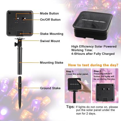 Imagem de Solar String Lights SyouHome 600 LED 72m Halloween, pacote com 6
