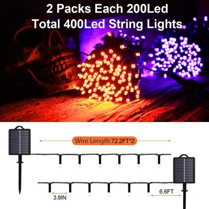 Imagem de Solar String Lights YAOZHOU Halloween 400 LED, 144 pés, pacote com 2