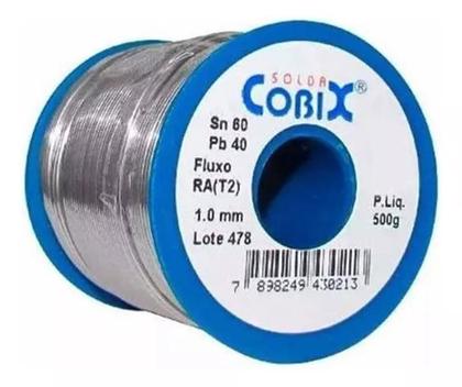 Imagem de Solda Estanho Cobix 1 Mm 60x40 500g Com Fluxo 110v/220v
