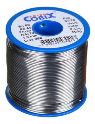 Imagem de Solda Estanho Cobix Azul M10 Fluxo Ra 1.0mm Rolo De 500g