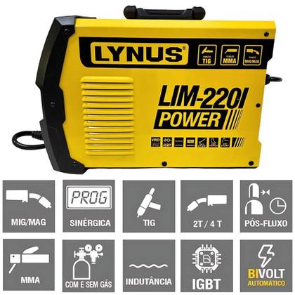 Imagem de Solda Multiprocessos Mig/Tig/Eletrodo Bivolt LIM-220I LYNUS
