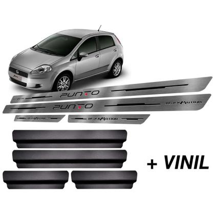 Imagem de Soleira Aço Inox Premium Fiat Punto Blackmotion + Vinil