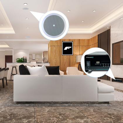 Imagem de Som Ambiente Jbl 8 Arandelas Teto Gesso Embutir Lojas Academia + Receiver Bluetooth Usb