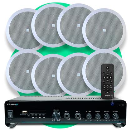 Imagem de Som Ambiente Jbl 8 Arandelas Teto Gesso Embutir Lojas Academia + Receiver Bluetooth Usb