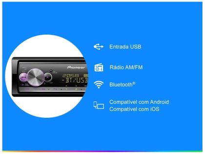 Imagem de Som Automotivo Pioneer Media Receiver Bluetooth - USB Auxiliar MVH-X3000BR