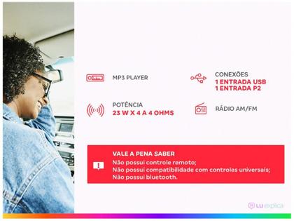 Imagem de Som Automotivo Pioneer MP3 Player AM/FM USB  - Auxiliar MVH-98UB