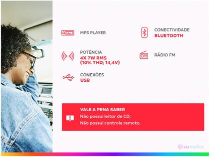 Imagem de Som Automotivo Positron Radio Bluetooth USB MP3 Player FM WMA SD Card Hands Free Auto Memo SP-2230BT