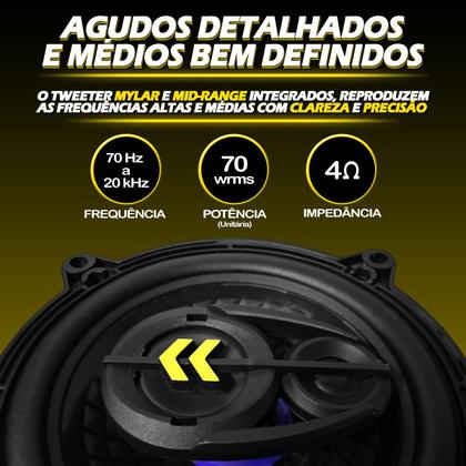 Imagem de Som Automotivo Pra Carro Automovel KIt 2 Alto Falante Barato Forte 140Wrms 4 Ohms Revo 6 Polegadas e 5 Polegadas Para Porta Dianteira traseira Tampão