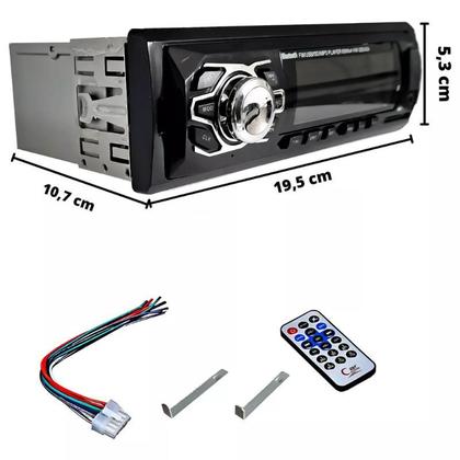 Imagem de Som Para Carro Automotivo Com Bluetooth Mp3 1 Din Usb Leitor SD Com Garantia