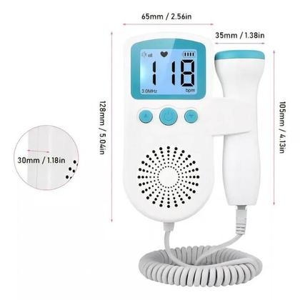 Imagem de Sonar Fetal Doppler Fd Pro Ultra ssom Monitoramento Ouvir Batimentos Bebe Cor Azul