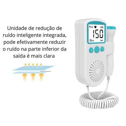 Imagem de Sonar Fetal Doppler Ultrassom Ouvir Batimentos Bebe Monitor Cor Azul