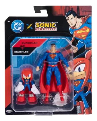 Imagem de Sonic e DC Liga da Justiça  Pack 2 Bonecos Articulados Knuckles 6 Cm e Superman 13 cm  Sunny
