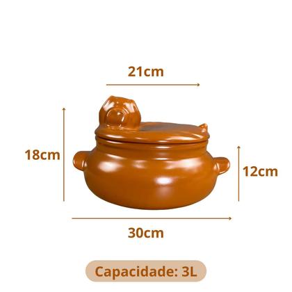 Imagem de Sopeira Média Caramelo Com Tampa Porco Feijoada Cerâmica