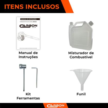 Imagem de Soprador a Gasolina Assoprador de Folhas e Resíduos Lateral Portátil Leve e Potente 26cc 0,9HP Carbon Fak