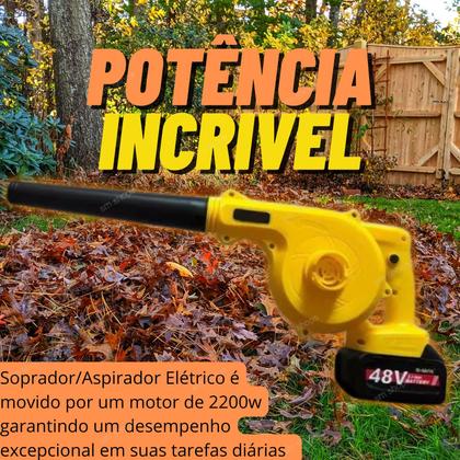 Imagem de Soprador De Folhas Portátil 48v - Aspirador Elétrico 2200w