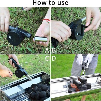 Imagem de Soprador manual acendedor prático para churrasqueira e lareira