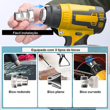 Imagem de Soprador Térmico 21V Sem Fio 3 Bicos Aço Inox Profissional Aquecimento