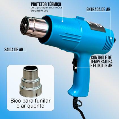 Imagem de Soprador Termico 220v de ar quente calor potencia 2000w 2 niveis de controle de calor