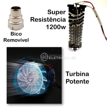 Imagem de Soprador Térmico Aquecedor Profissional De Ar Quente Com Bico Removível 1200W LGX170