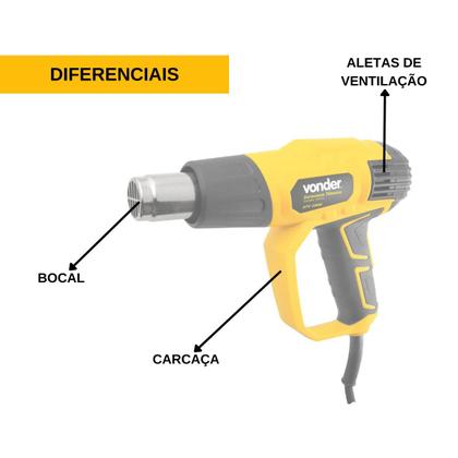 Imagem de Soprador Térmico Profissional Ar quente 3 Estágios STV200 127V Vonder