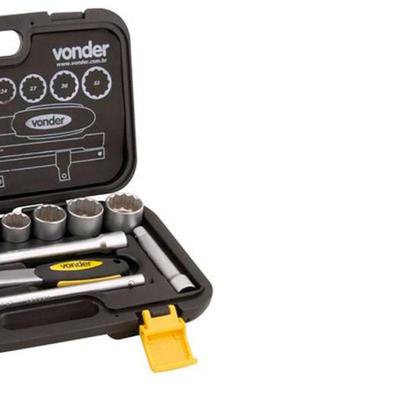 Imagem de Soquete Jogo 10 à 32 MM Encaixe 1/2 POL Estriado c/ 18 Peças VONDER