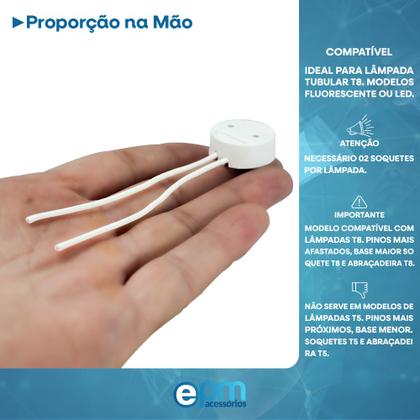 Imagem de Soquete para Lampada Tubular T8 Fluorescente Led C/ Rabicho C/ Inmetro