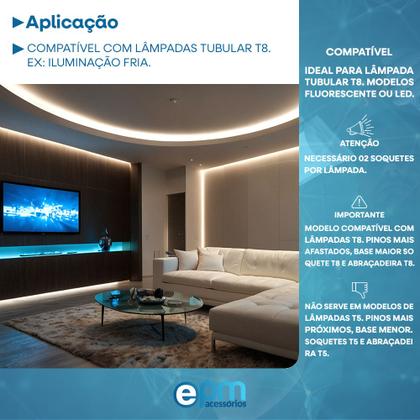 Imagem de Soquete para Lampada Tubular T8 Fluorescente Led C/ Rabicho C/ Inmetro