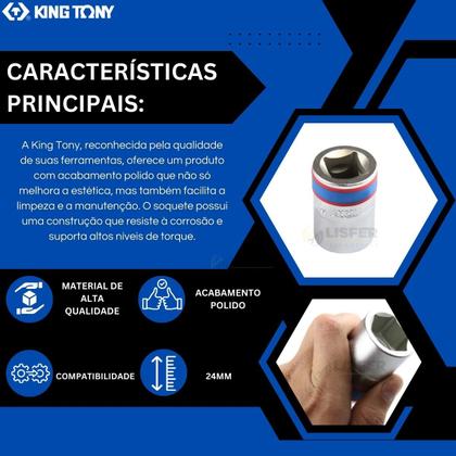 Imagem de Soquete Sextavado 24mm 3/4 - King Tony 