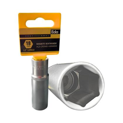 Imagem de Soquete Sextavado Crv Longo 1/2" 18mm Fosco