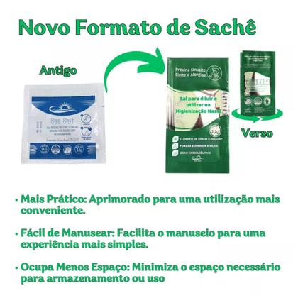 Imagem de Soro Fisiologico Em Pó Nasal, Lavagem Nariz Kit C/180 Sachês