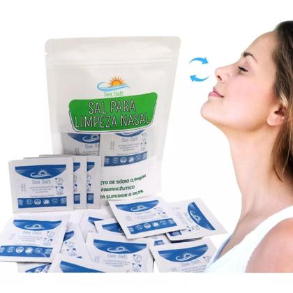 Imagem de Soro Fisiologico Em Pó Nasal, Lavagem Nariz Kit C/180 Sachês